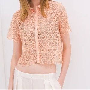 Zara coral / peach lace top